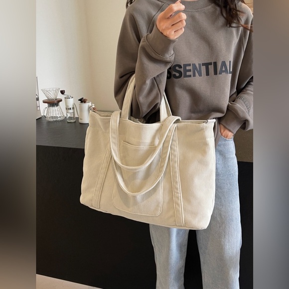 Corduroy Solid Large Tote Bag - Picture 15 of 15